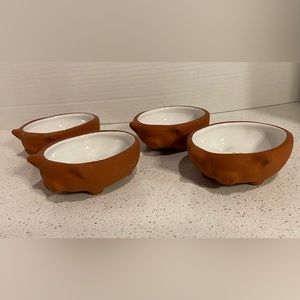 terra cotta pig snack or trinket dishes set of 4